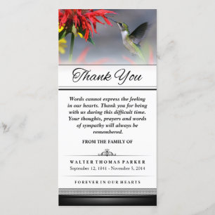 Tarjeta De Agradecimiento Gracias A Hummingbird Palabras Que No Pueden Expre