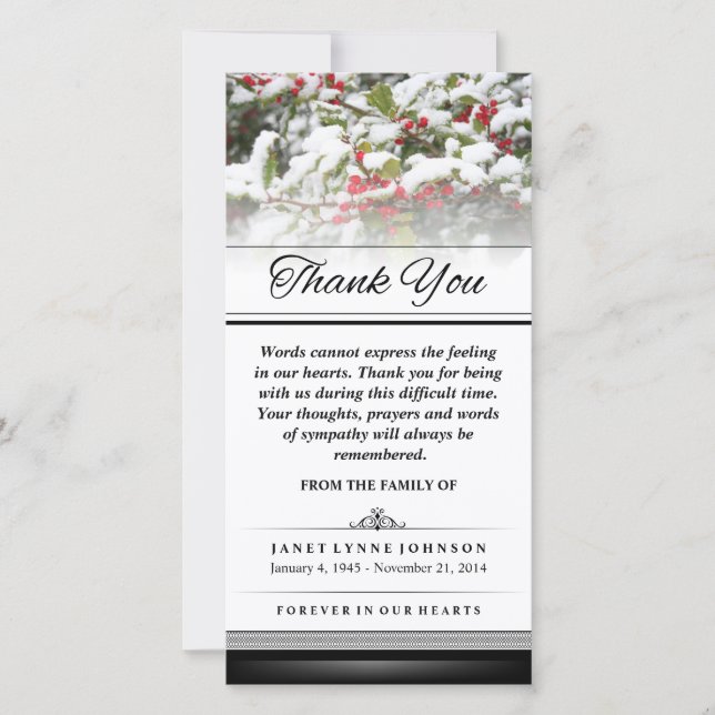 Tarjeta De Agradecimiento Gracias A Invierno Ivy Snow - Palabras que no pued (Anverso)