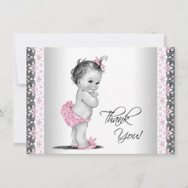 Tarjeta De Agradecimiento Gracias a la bebé vintage rosa
