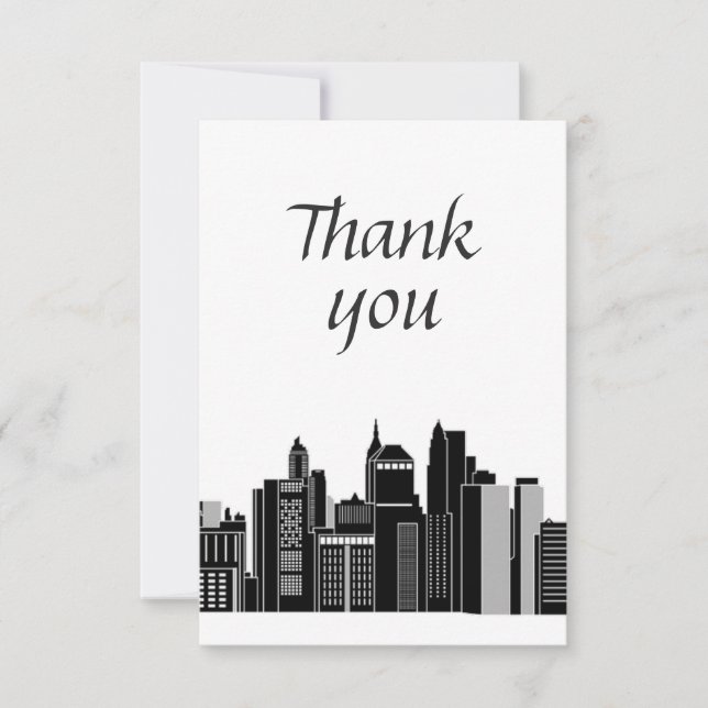 Tarjeta De Agradecimiento Gracias a la ciudad gráfica moderna de CityScape C (Anverso)