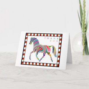 Tarjeta De Agradecimiento Gracias a la colorida Pony de Caballos con Borde B