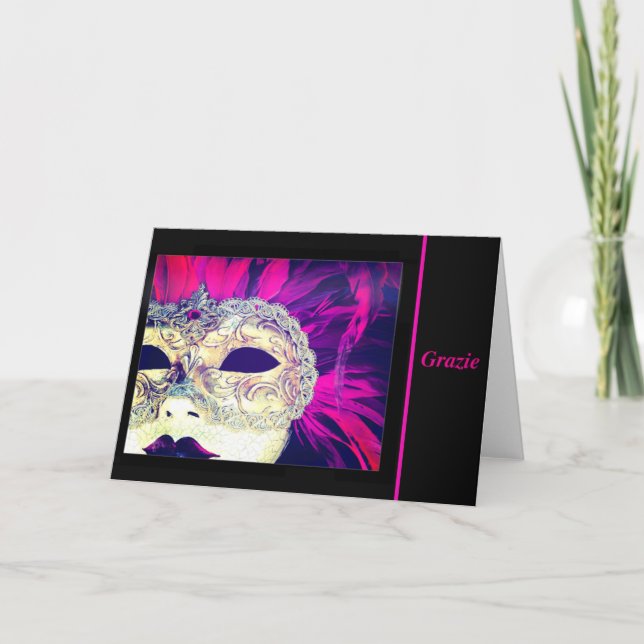 Tarjeta De Agradecimiento Gracias a la misteriosa máscara veneciana (Anverso)