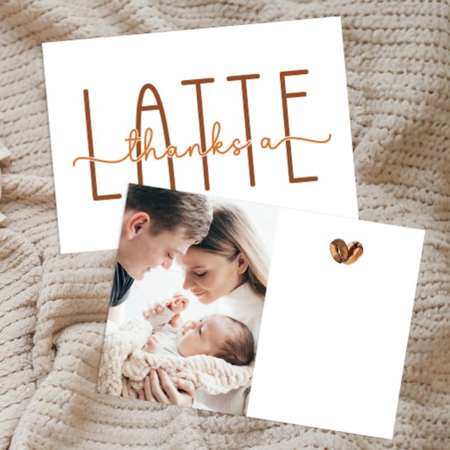 Tarjeta De Agradecimiento Gracias A Latte Coffee Baby Shower (Thanks A Latte Blank Writing Card)