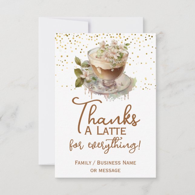 Tarjeta De Agradecimiento Gracias A Latte Gracias Cream Coffee (Anverso)