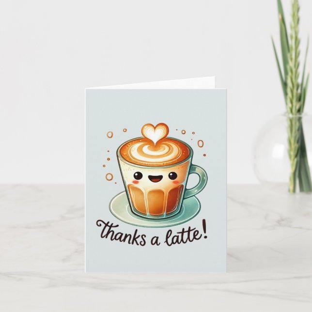 Tarjeta De Agradecimiento Gracias a Latte Pun (Anverso)