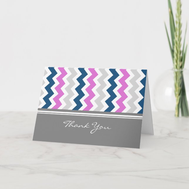 Tarjeta De Agradecimiento Gracias a los albergues Baby Shower Pink Blue Gray (Anverso)