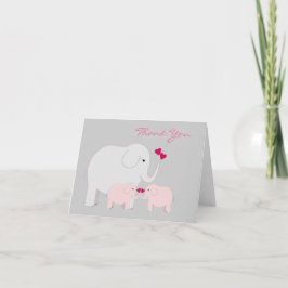 Tarjeta De Agradecimiento Gracias a los elefantes en mellizos rosados