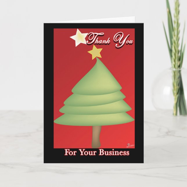 Tarjeta De Agradecimiento Gracias a los Navidades de negocios Árbol de navid (Anverso)