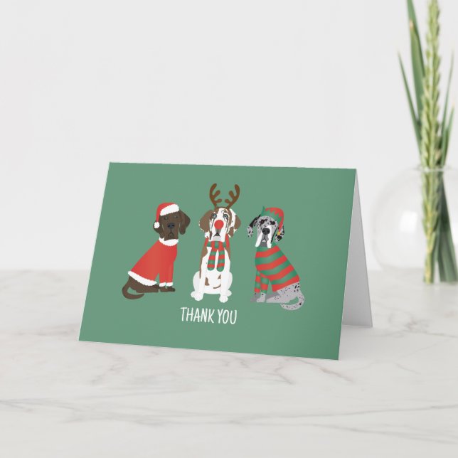 Tarjeta De Agradecimiento Gracias a los Navidades Grandes perros daneses (Anverso)