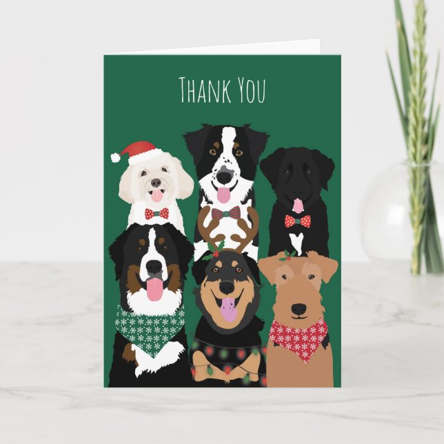 Tarjeta De Agradecimiento Gracias a los perros Navidades más bonitos (Anverso)