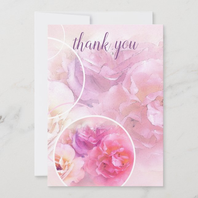 Tarjeta De Agradecimiento Gracias a los Rosas de acuarela con guiones elegan (Anverso)