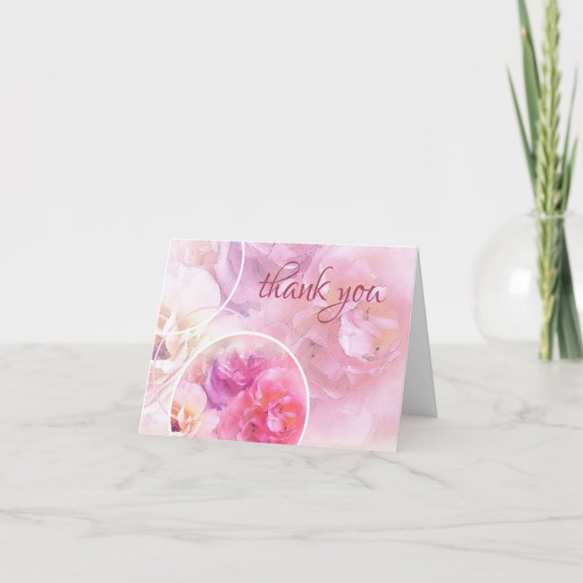 Tarjeta De Agradecimiento Gracias a los Rosas de acuarela de Moda manuscrita (Anverso)