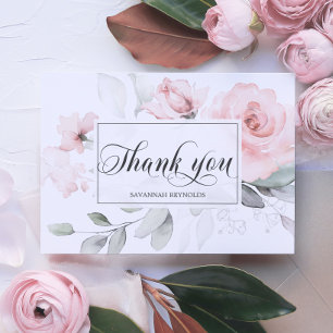 TARJETA DE AGRADECIMIENTO GRACIAS A LOS ROSAS DE BRIDAL SHOWER PINK FLORAL