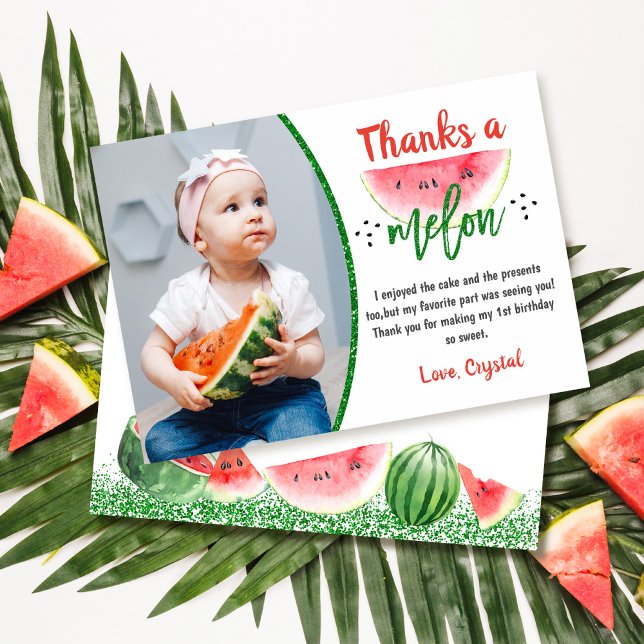 Tarjeta De Agradecimiento Gracias a Melon Sweet Watermelon foto de cumpleaño (Subido por el creador)