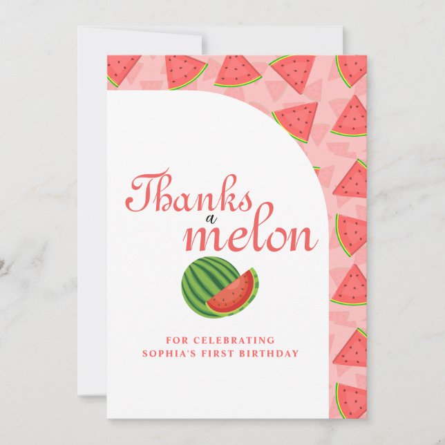 Tarjeta De Agradecimiento Gracias a Melon Watermelon Flat (Anverso)