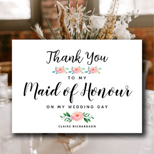 Tarjeta De Agradecimiento Gracias a mi dama de honor Dama de honor