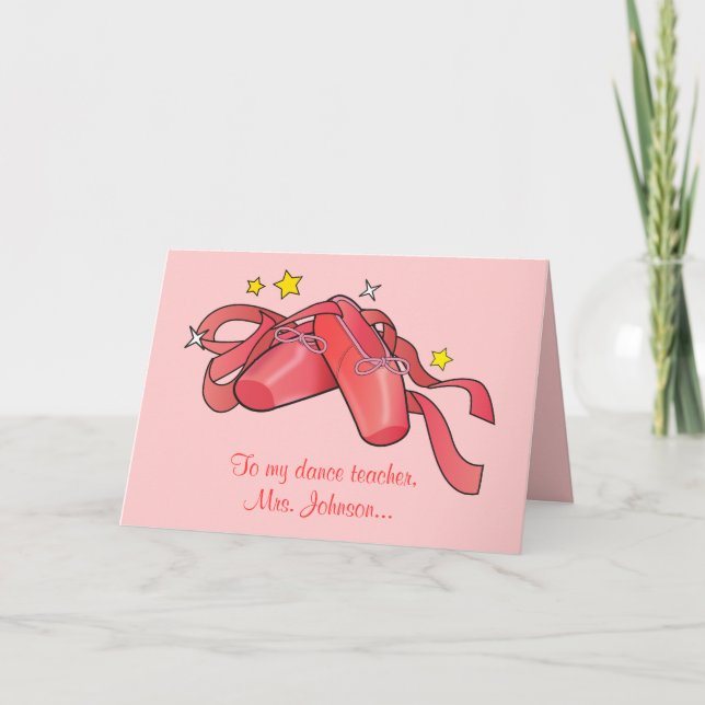 Tarjeta De Agradecimiento Gracias a mi profesor de danza: zapatos de ballet  (Anverso)