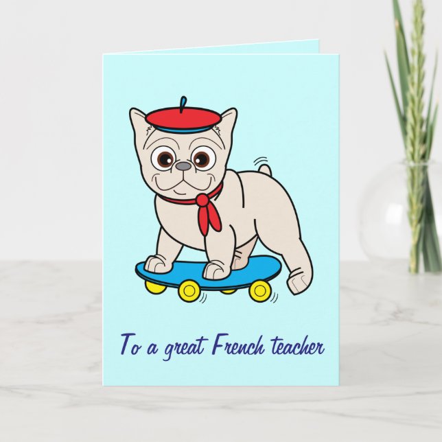 Tarjeta De Agradecimiento Gracias a mi profesor de francés (Anverso)