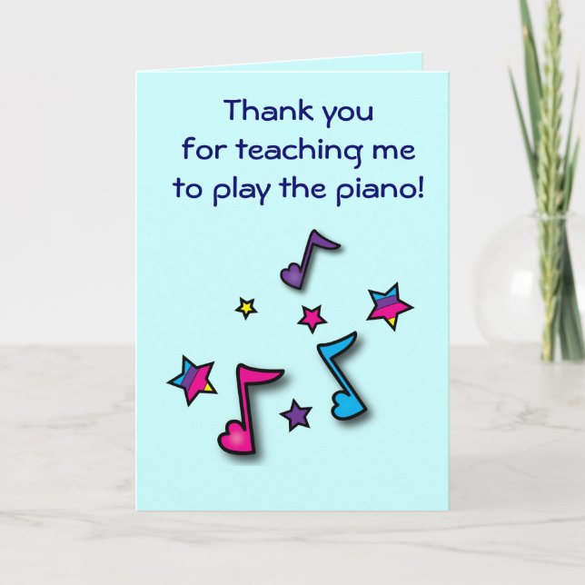 Tarjeta De Agradecimiento Gracias a mi profesor de piano (Anverso)