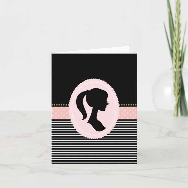Tarjeta De Agradecimiento Gracias a Notes with a Girly Silhouette (Anverso)