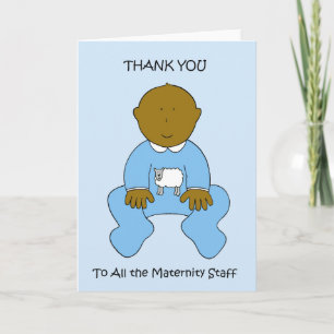 Tarjeta De Agradecimiento Gracias a personal de maternidad niño bebé