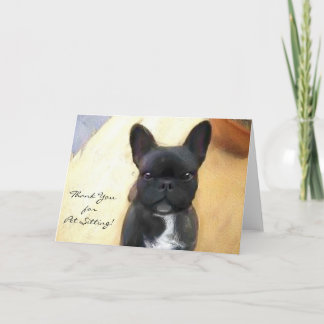 Tarjeta De Agradecimiento Gracias a petsitter Black French Bulldog card