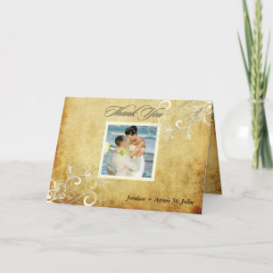 Tarjeta De Agradecimiento Gracias a PixDezines Vintage Swirls/Boda