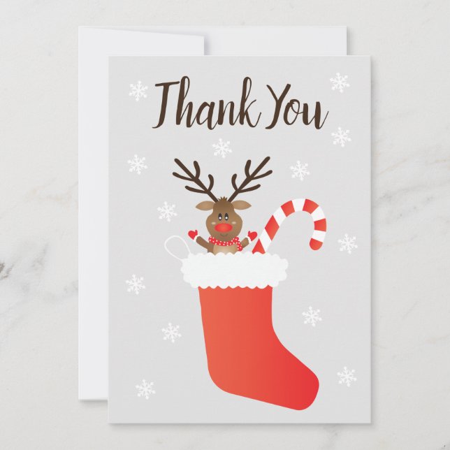 Tarjeta De Agradecimiento Gracias a Rudolph Red Nosed Reindeer Stocking (Anverso)
