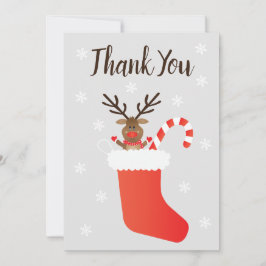 Tarjeta De Agradecimiento Gracias a Rudolph Red Nosed Reindeer Stocking