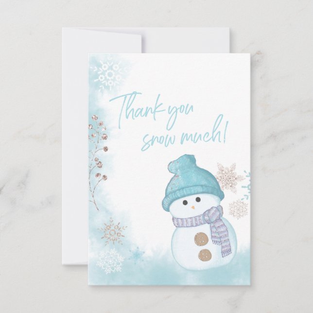 Tarjeta De Agradecimiento Gracias a Snow Mucho Winter Baby Shower Gracias (Anverso)