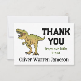 Tarjeta De Agradecimiento Gracias a T-REX Dinosaur Boy cualquier cumpleaños