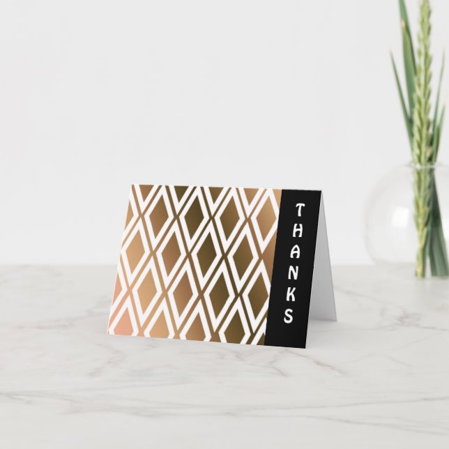 Tarjeta De Agradecimiento Gracias a Toffee Brown y White Diamond (Anverso)