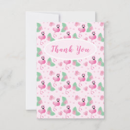 Tarjeta De Agradecimiento Gracias a Tropical Flamingo Flowers Patrón