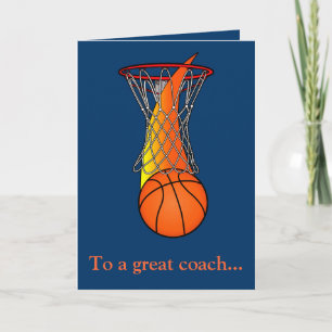Tarjeta De Agradecimiento Gracias a un entrenador de baloncesto por una gran