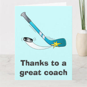 Tarjeta De Agradecimiento Gracias a un gran entrenador de hockey del equipo