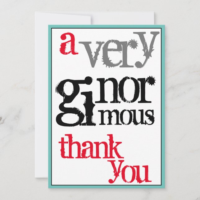 Tarjeta De Agradecimiento Gracias A Un Gran Ginormón Gracias (Anverso)
