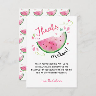 Tarjeta De Agradecimiento Gracias a un Melon primer cumpleaños