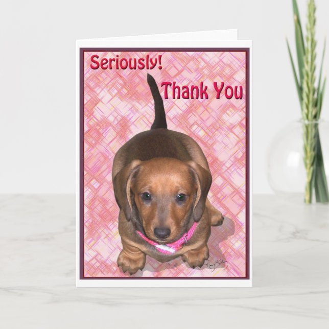 Tarjeta De Agradecimiento Gracias a un pequeño Dachshund Puppy (Anverso)