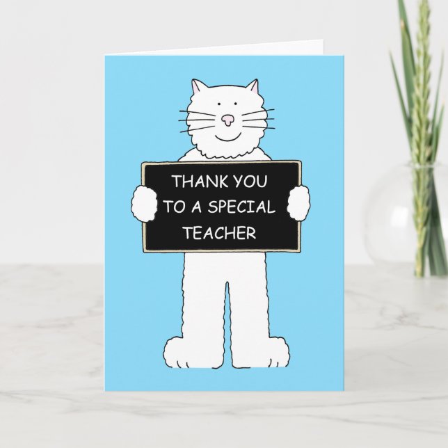 Tarjeta De Agradecimiento Gracias a un profesor especial Personalizado gato (Anverso)