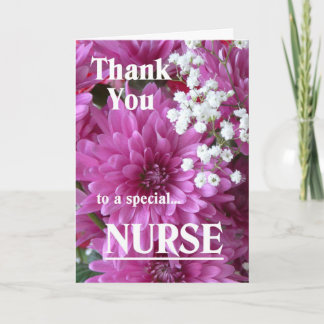 Tarjeta De Agradecimiento Gracias a una enfermera-floral rosa especial