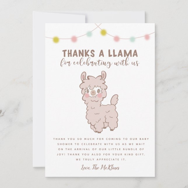 Tarjeta De Agradecimiento Gracias a una llamada Baby Shower neutral de géner (Anverso)