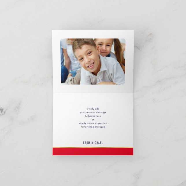 Tarjeta De Agradecimiento GRACIAS A USTED bar mitzvah caligrafía moderna de  (Interior)