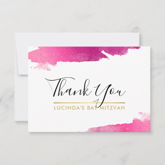 Tarjeta De Agradecimiento GRACIAS A USTED moderno lujoso dorado rosa negro (Anverso)