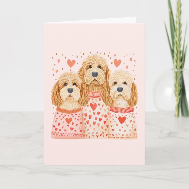 Tarjeta De Agradecimiento Gracias a Valentines Goldendoodle Dogs (Anverso)