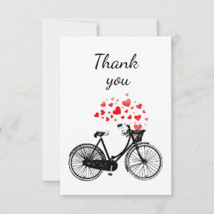 Tarjeta De Agradecimiento Gracias a Vintage Bike Love Hearts