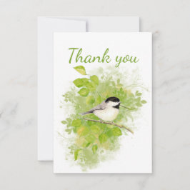 Tarjeta De Agradecimiento Gracias a Watercolor Chickadee Bird Blank Inside