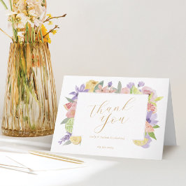 Tarjeta De Agradecimiento Gracias a Watercolor Citrus Fruit & Floral Boda