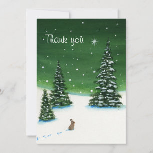 Tarjeta De Agradecimiento Gracias a Winter Wonder Rabbit