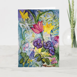 Tarjeta De Agradecimiento Gracias - acuarela de las flores de la primavera