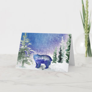 Tarjeta De Agradecimiento Gracias acuarela del oso del bosque del arbolado